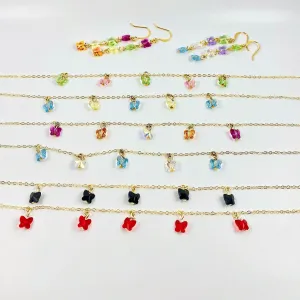 Crystal Butterfly Choker Custom Color 14K Gold Necklace