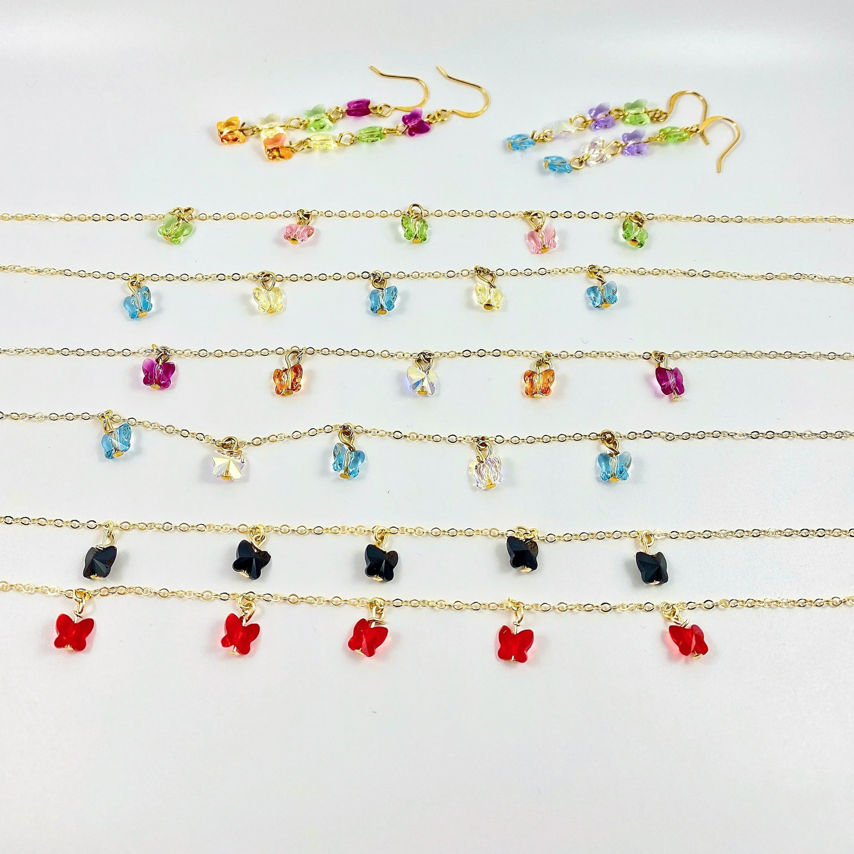 Crystal Butterfly Choker Custom Color 14K Gold Necklace