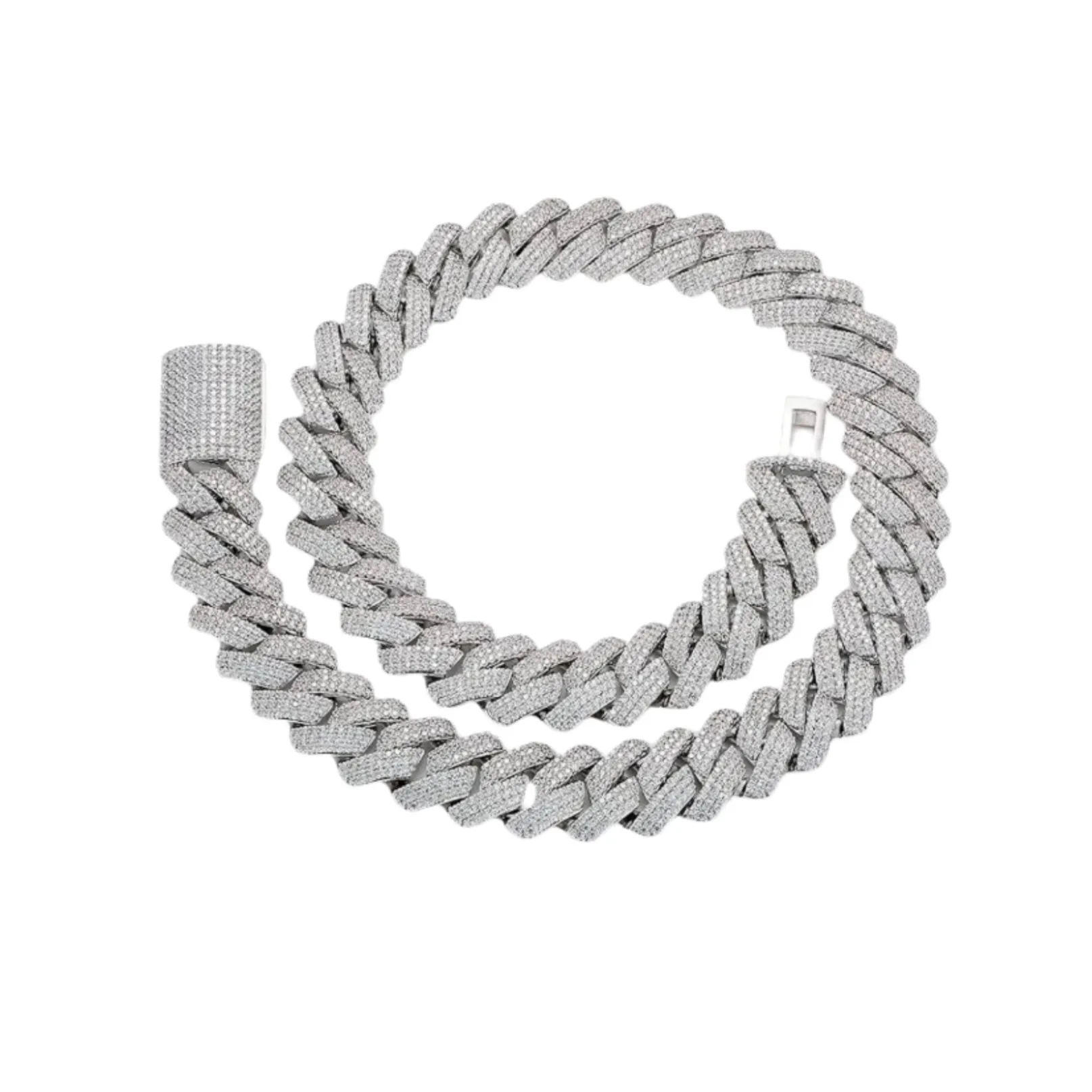 Cuban Link 22mm Chain Sterling Lab-Created Moissanite 925 Iced Men's Solid Necklace - M503589