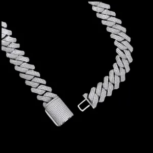 Cuban Link 22mm Chain Sterling Lab-Created Moissanite 925 Iced Men's Solid Necklace - M503589
