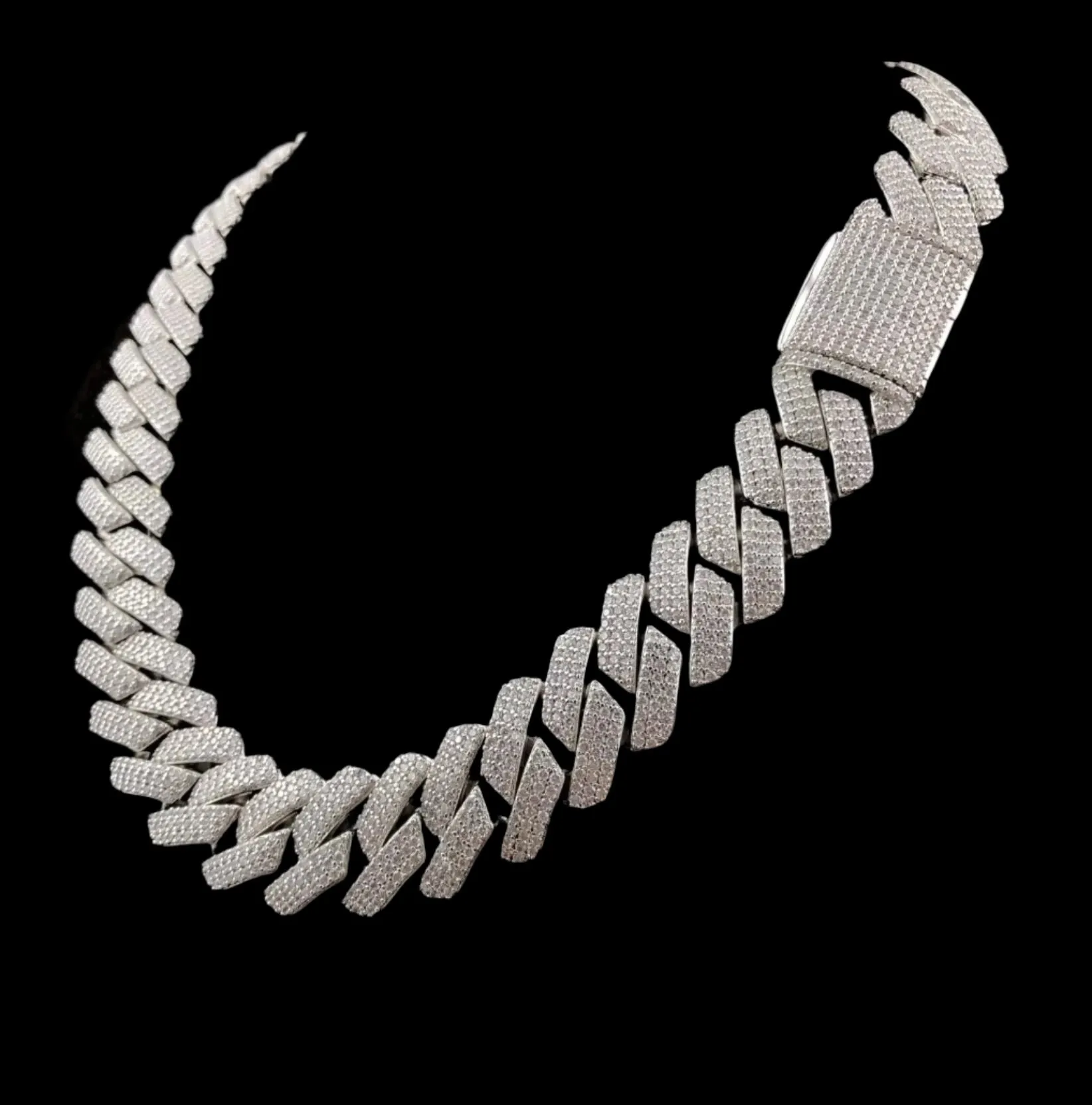 Cuban Link 22mm Chain Sterling Lab-Created Moissanite 925 Iced Men's Solid Necklace - M503589