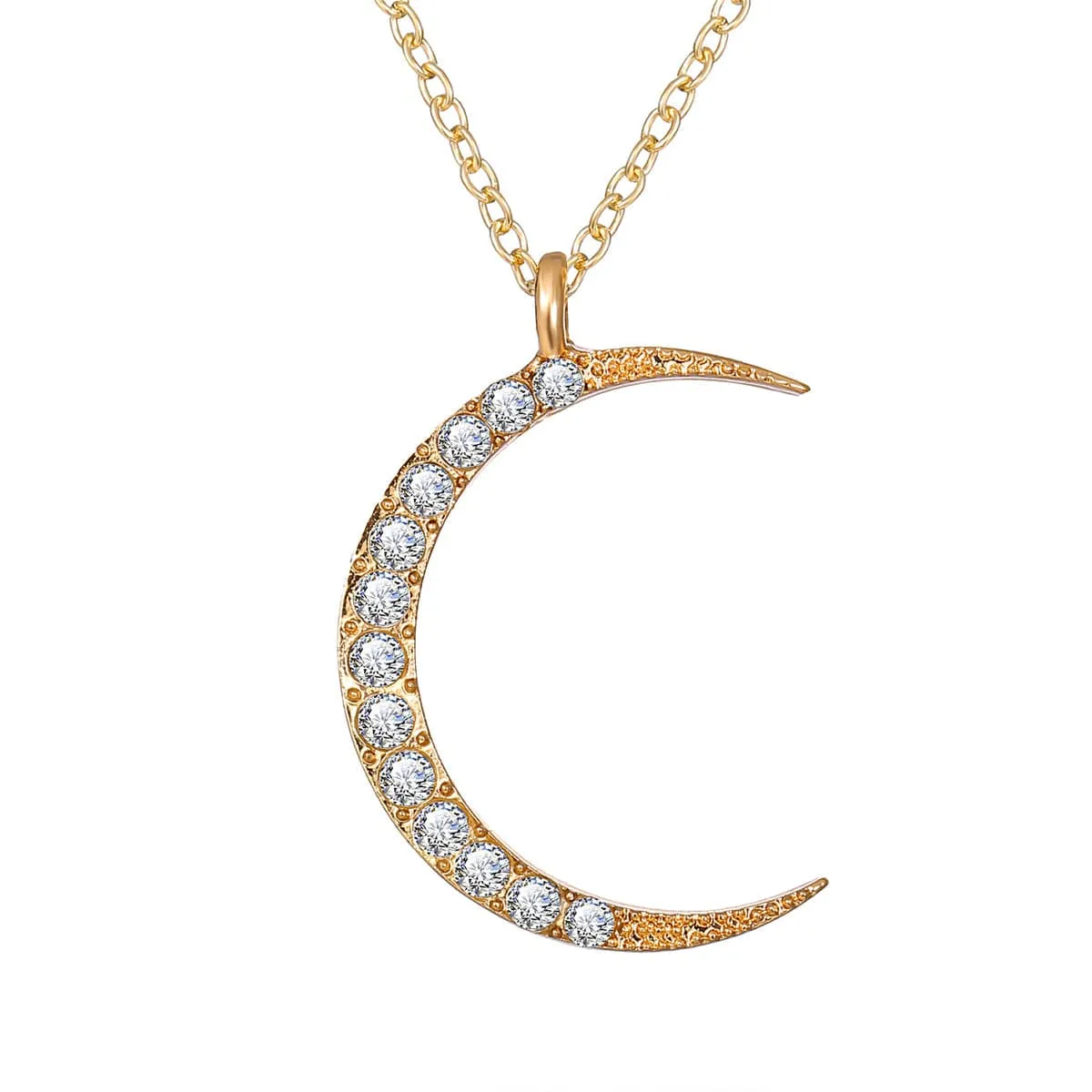 Cubic Zirconia & 18K Gold-Plated Moon Pendant Necklace