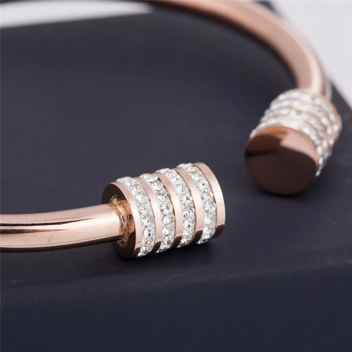 Cubic Zirconia & 18K Rose Gold-Plated Coil Bangle