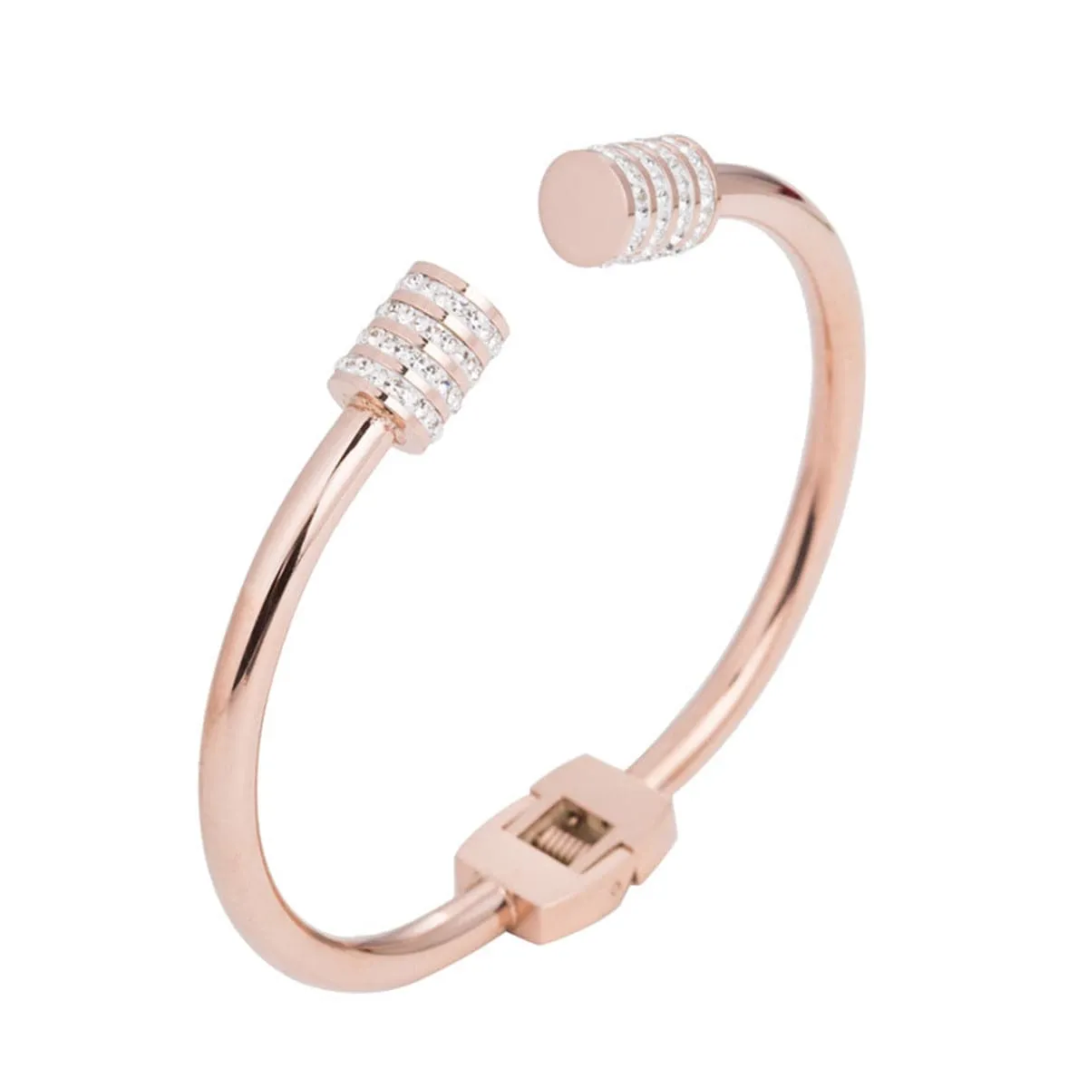 Cubic Zirconia & 18K Rose Gold-Plated Coil Bangle