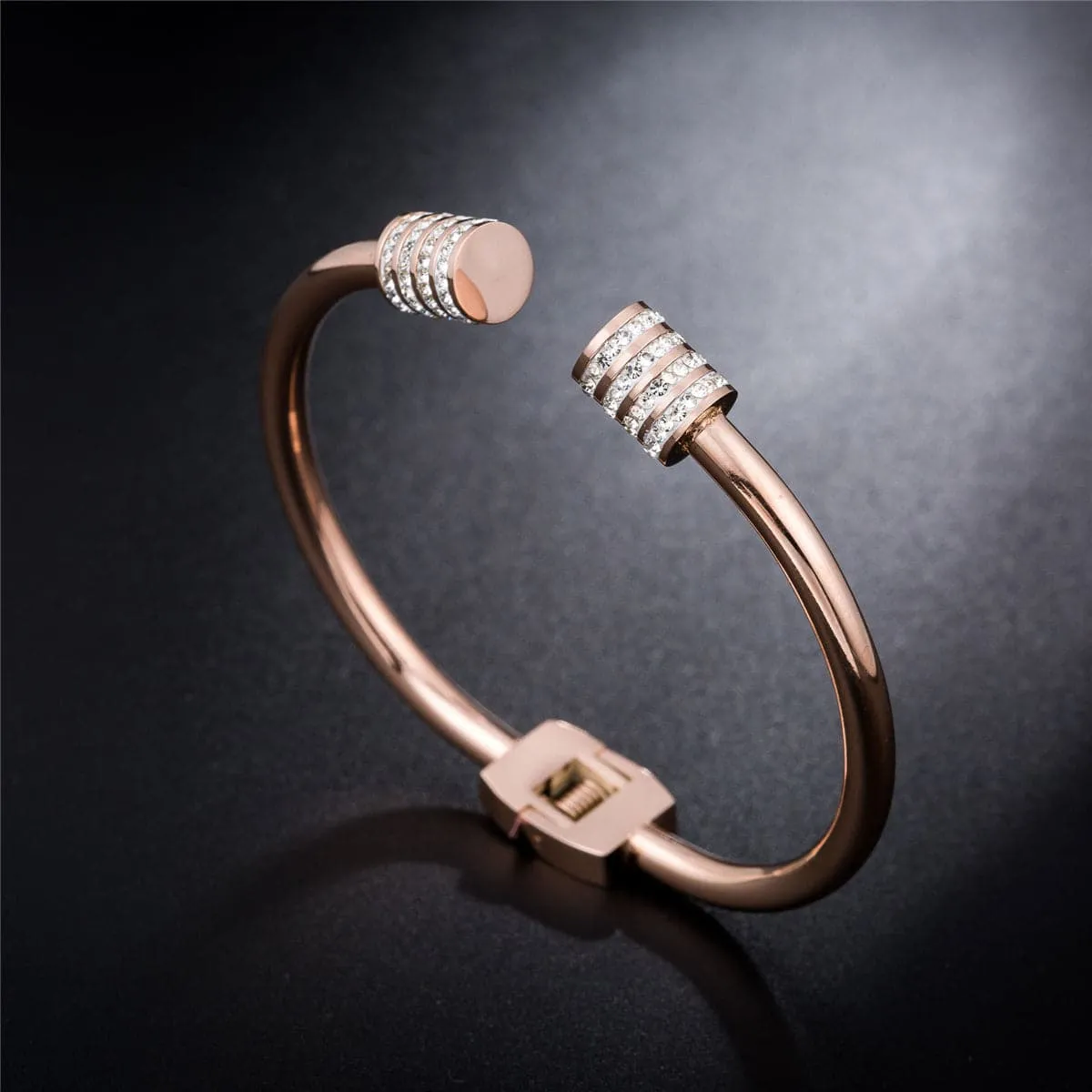 Cubic Zirconia & 18K Rose Gold-Plated Coil Bangle