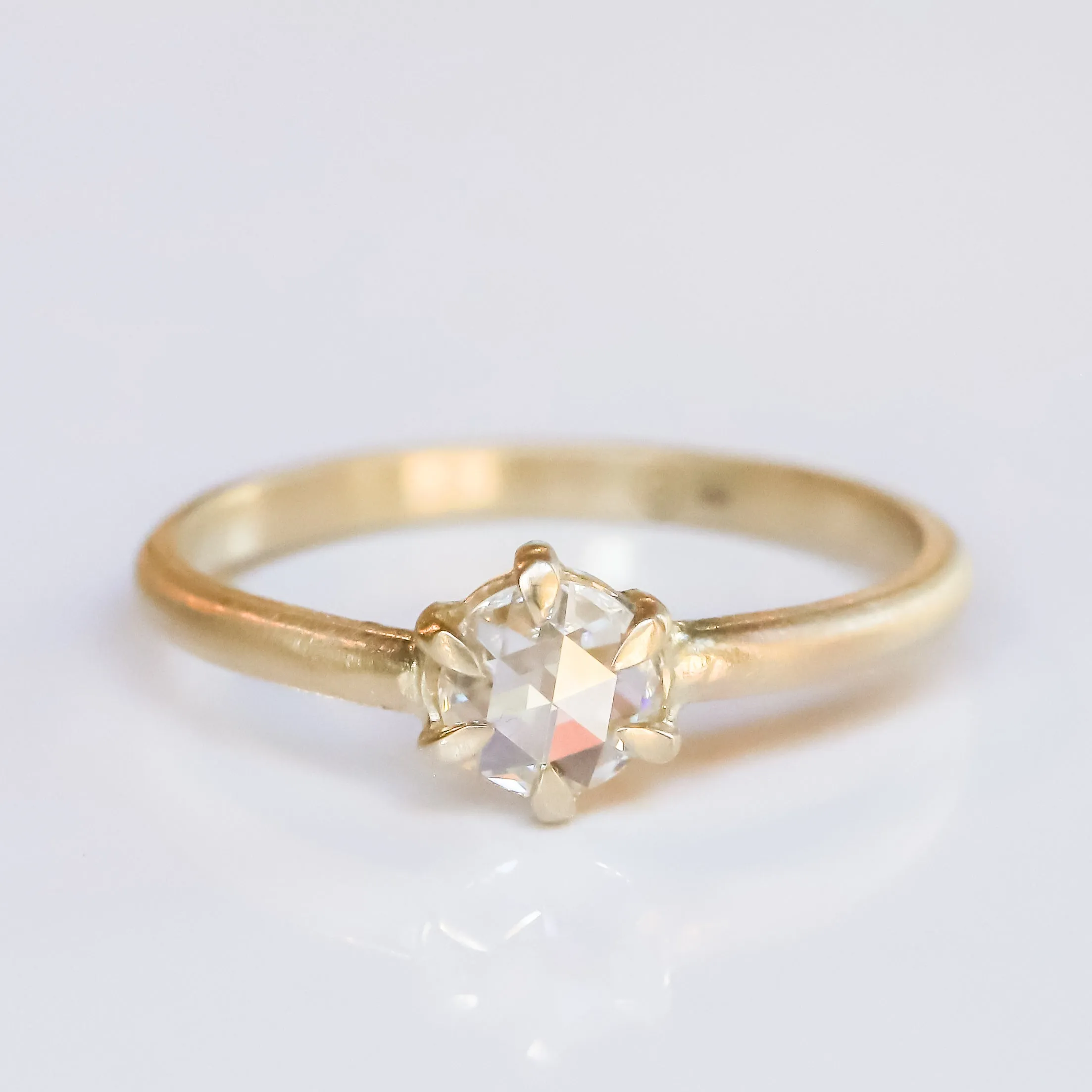 Cypress Ring | Rose Cut Moissanite in 14k Yellow Gold