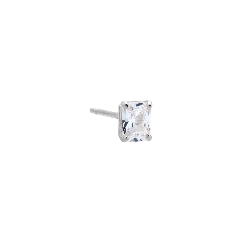 CZ Baguette Shape Stud Earring 14K