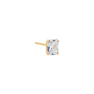 CZ Baguette Shape Stud Earring 14K