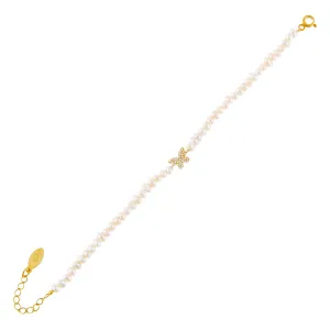 CZ Butterfly Pearl Bracelet