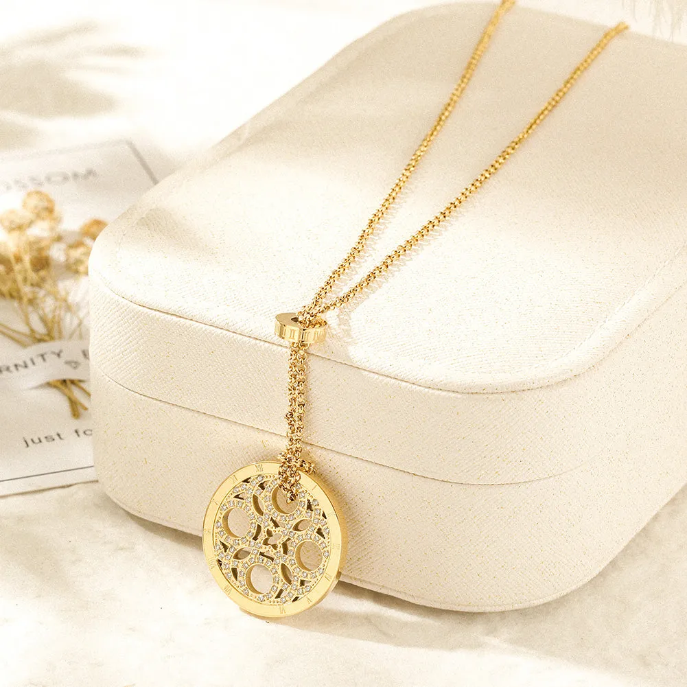 CZ Clover Medallion Necklace