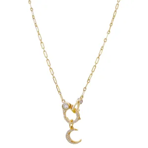 CZ Crescent X Handcuff Necklace