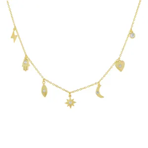 CZ Dangling Charms Necklace