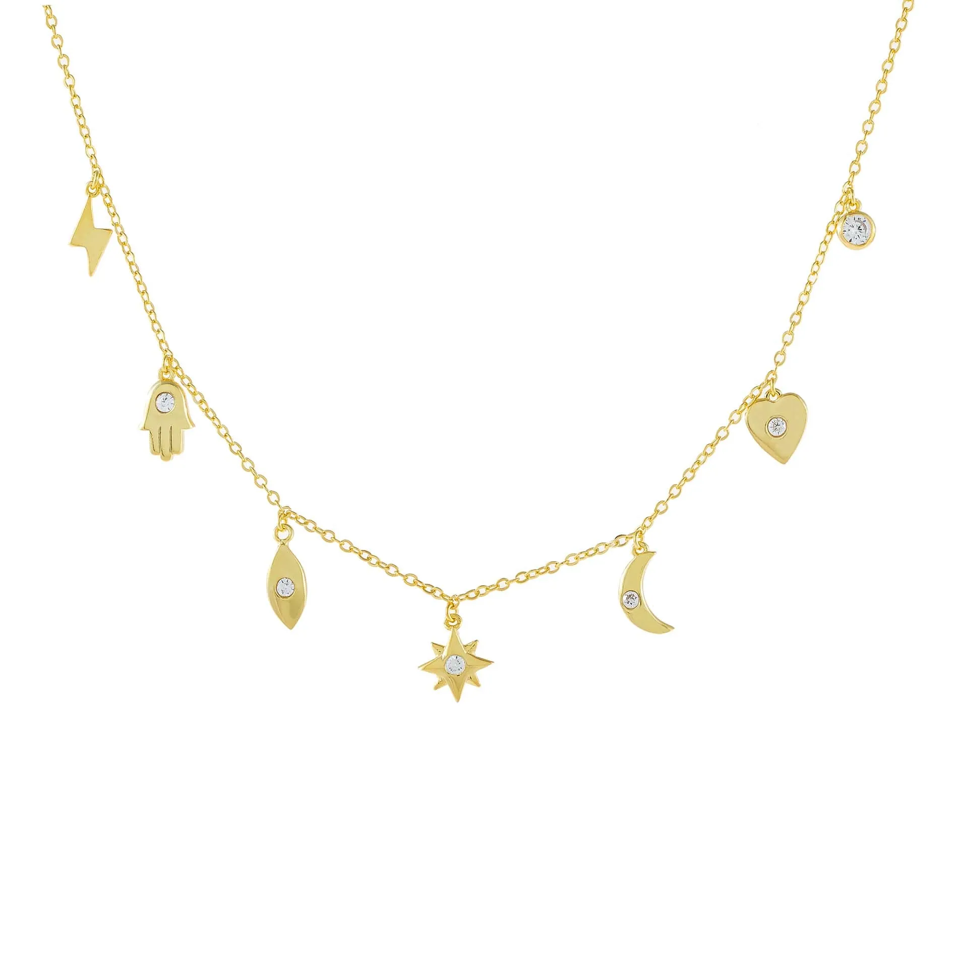 CZ Dangling Charms Necklace