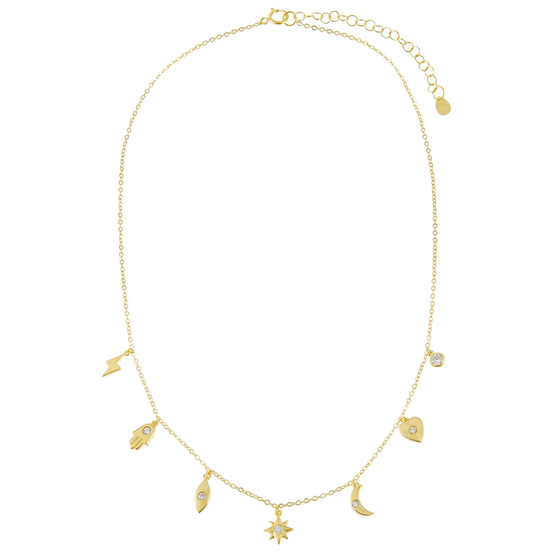 CZ Dangling Charms Necklace