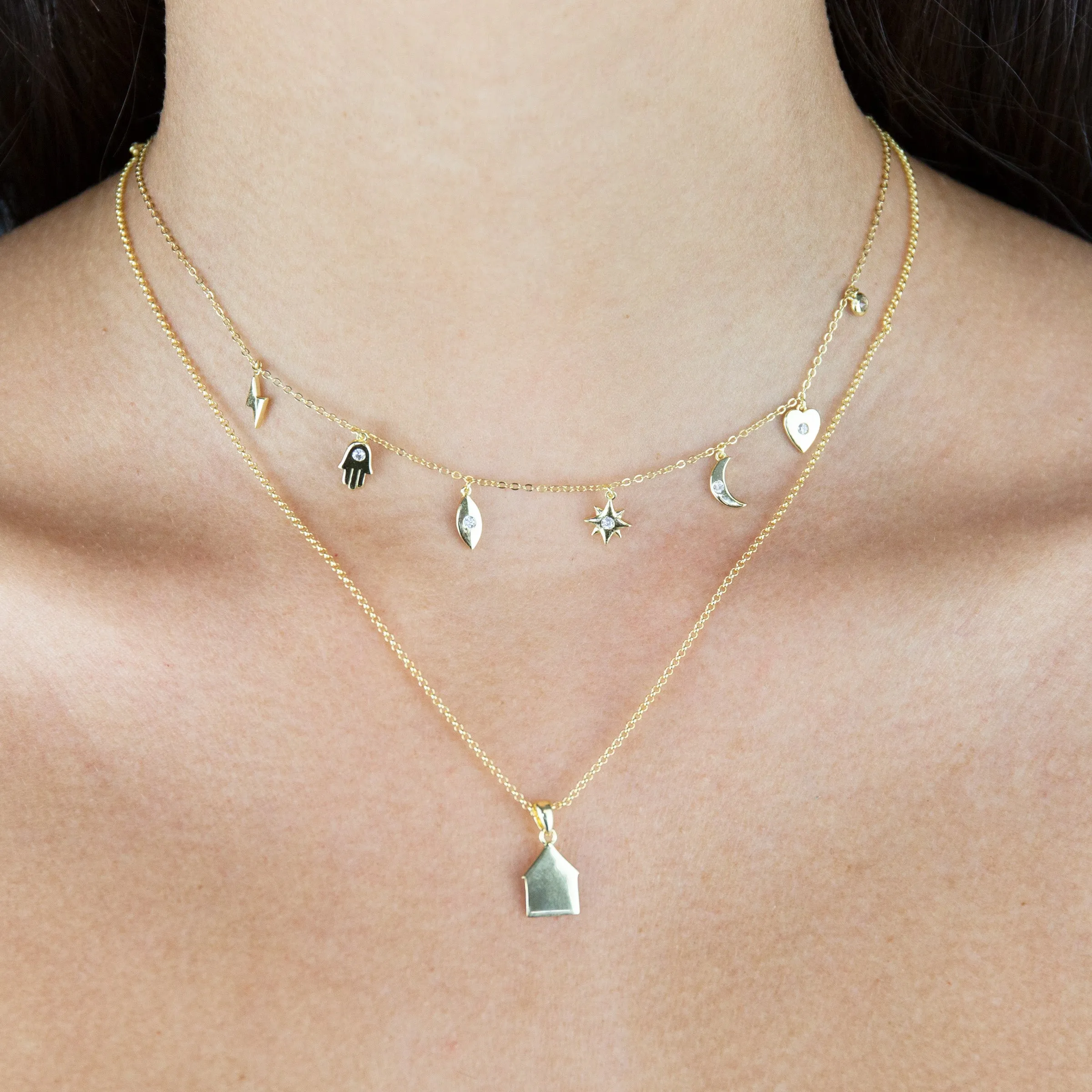 CZ Dangling Charms Necklace