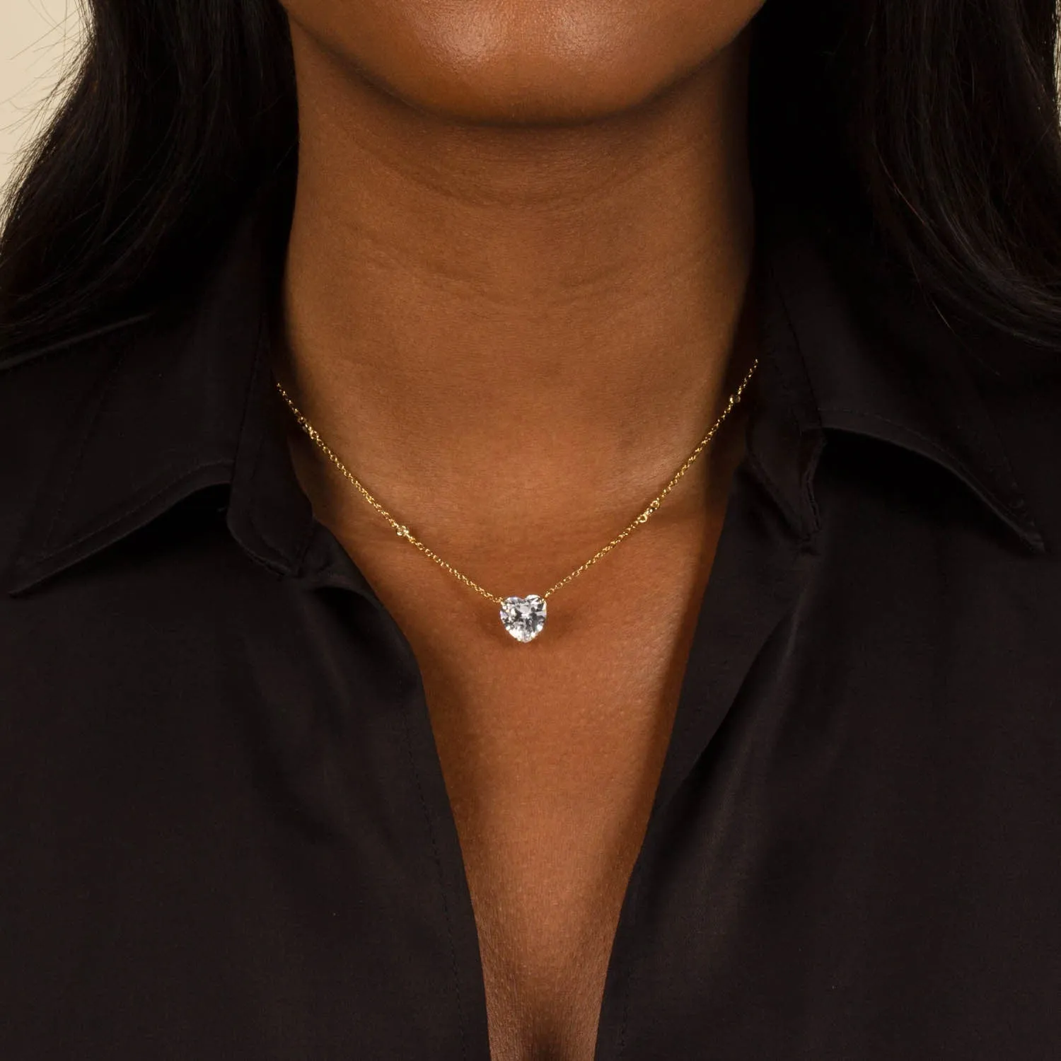 CZ Heart Stone Necklace