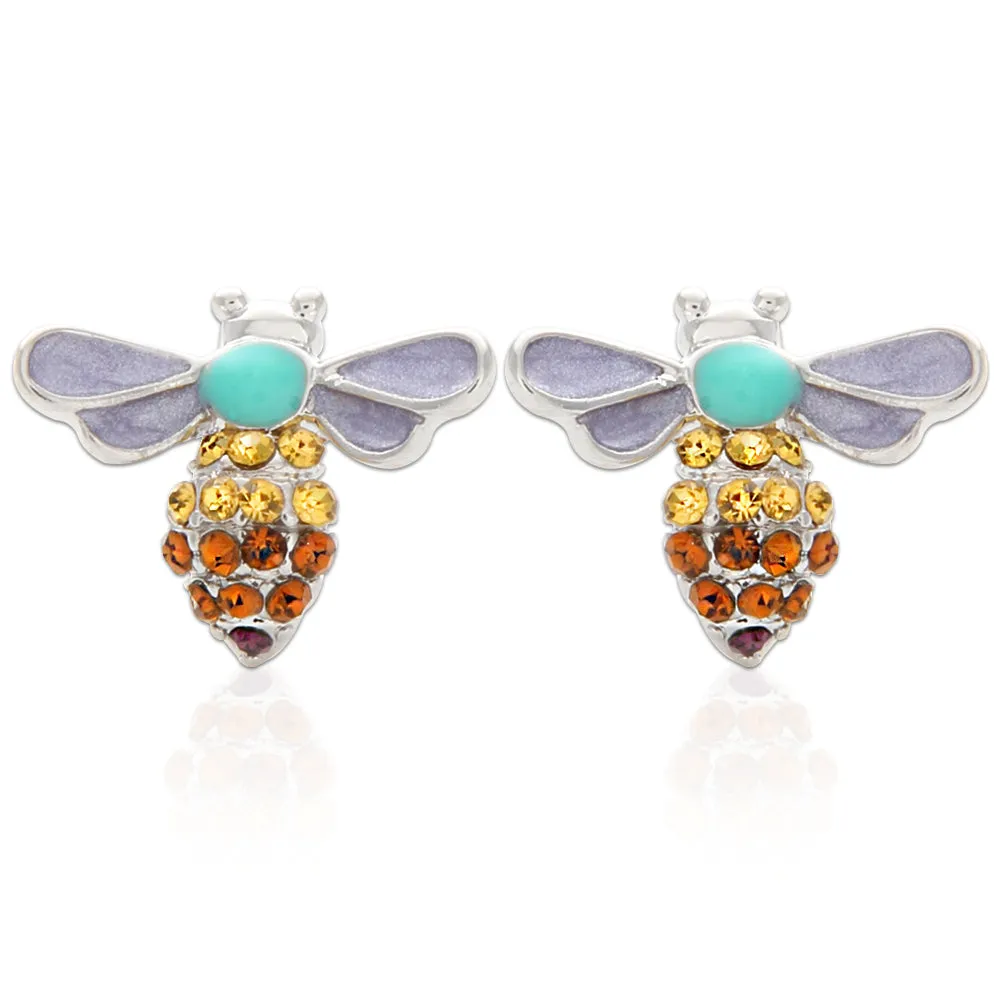 CZ Honey Bee Epoxy Stud Earrings
