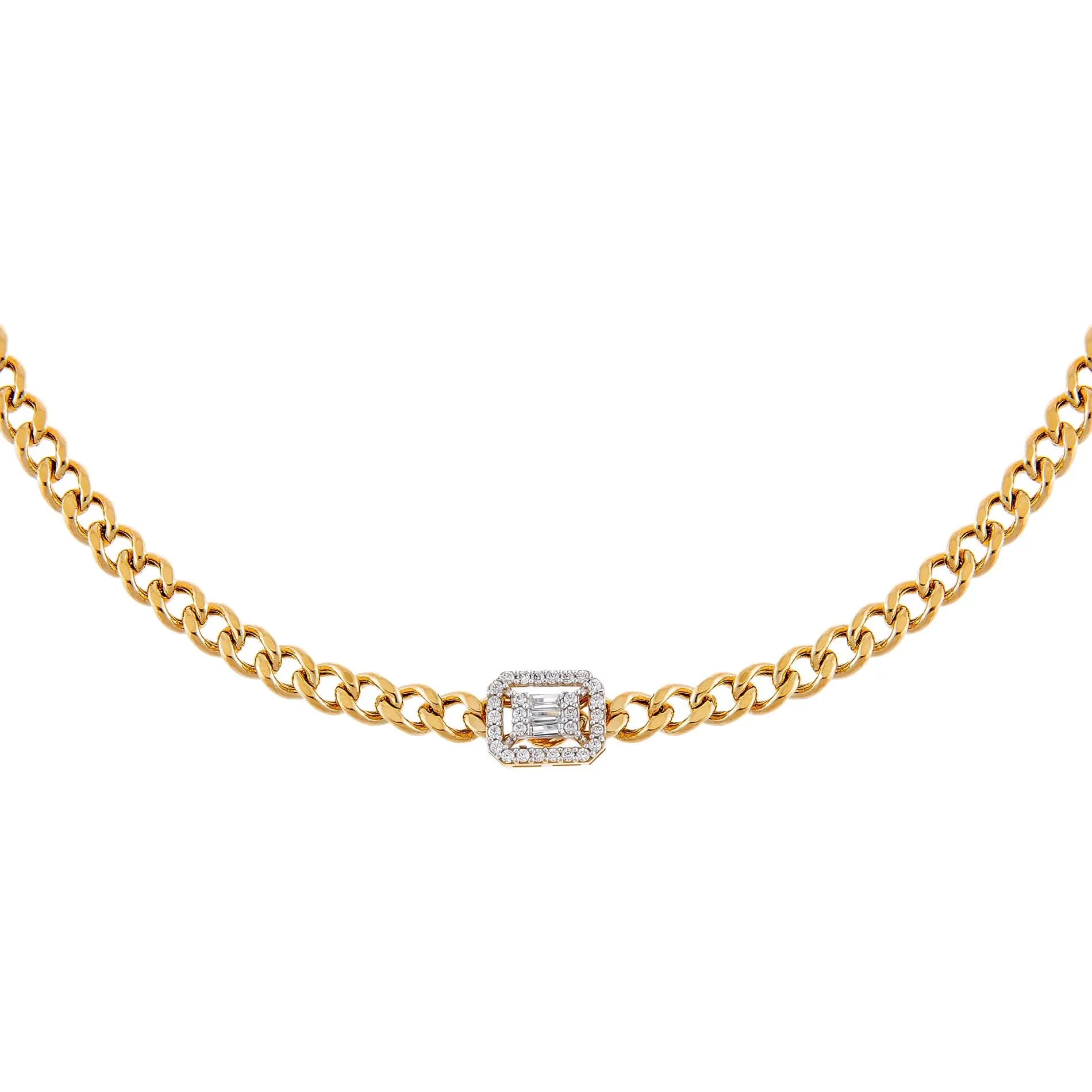 CZ Illusion Cuban Choker 14K
