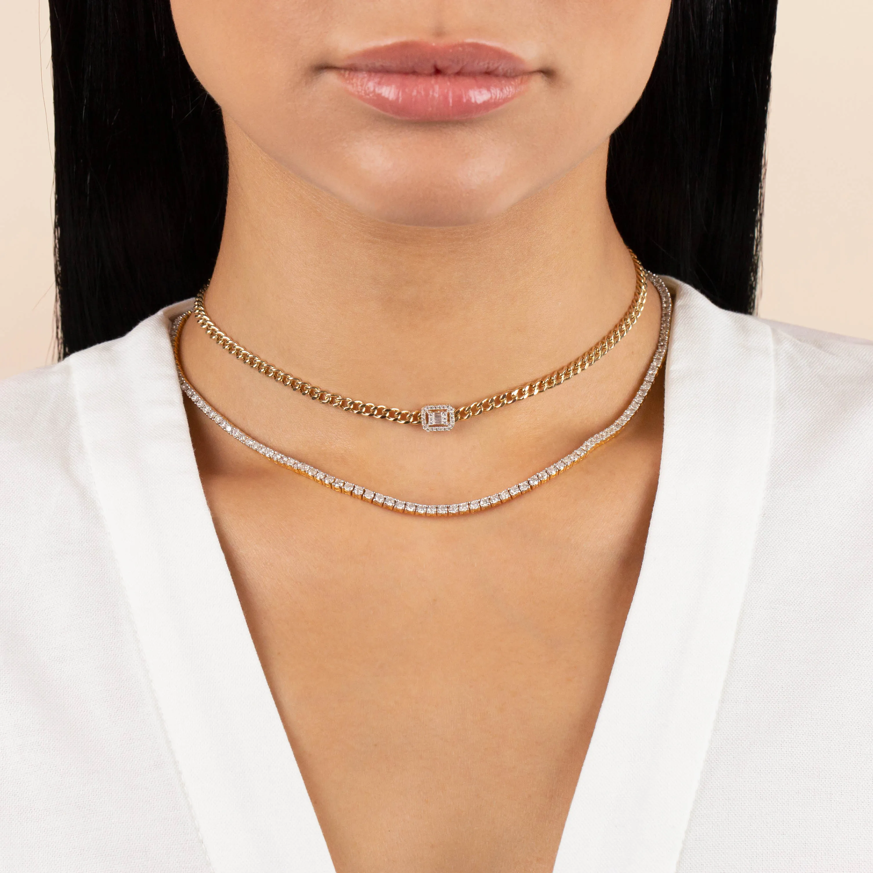 CZ Illusion Cuban Choker 14K