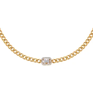 CZ Illusion Cuban Choker 14K