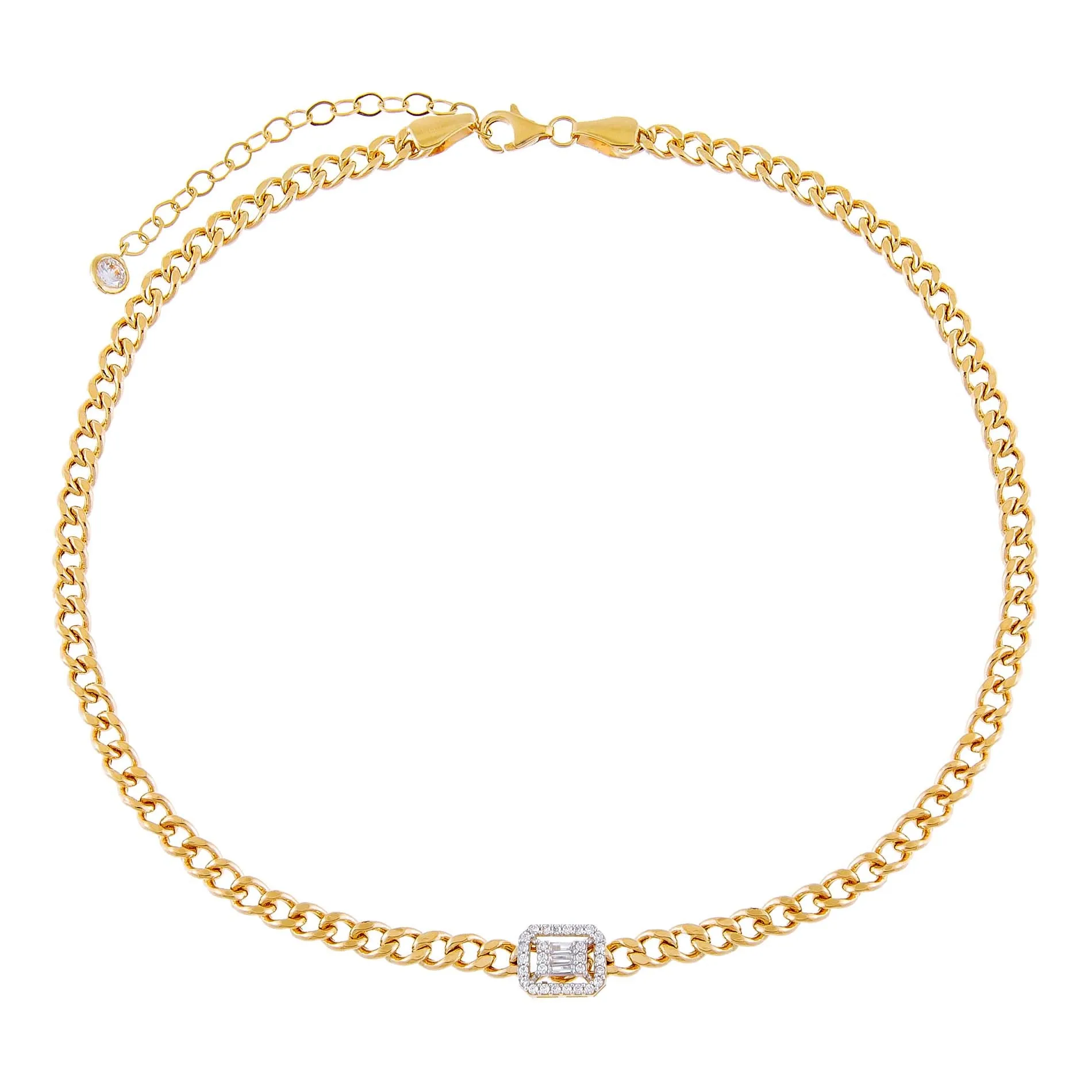 CZ Illusion Cuban Choker 14K