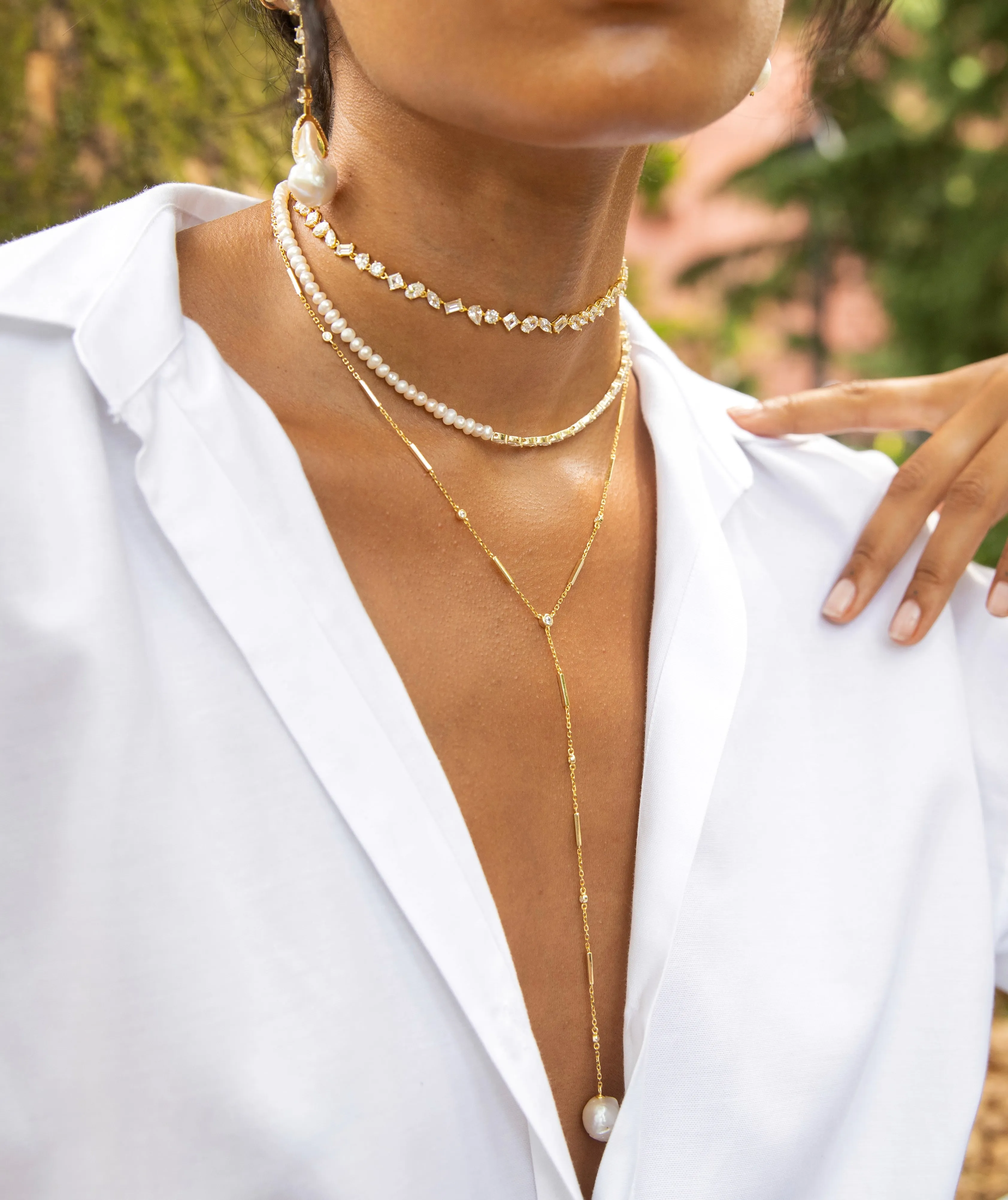 CZ Multi Shape Stone Choker