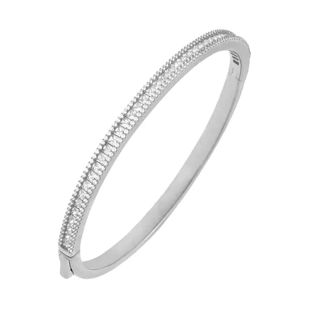 CZ Princess Cut x Round Bangle