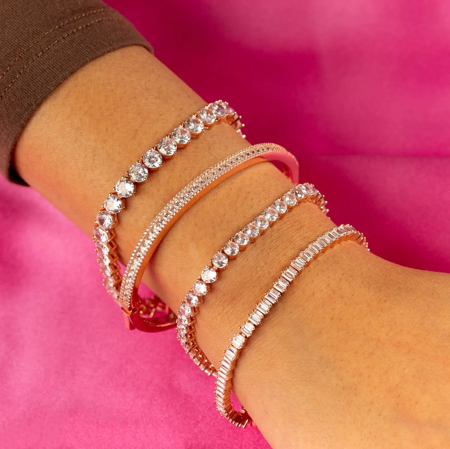CZ Princess Cut x Round Bangle