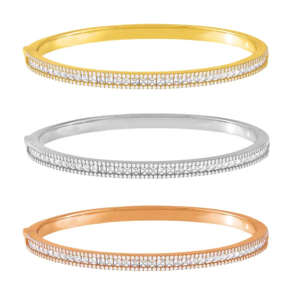 CZ Princess Cut x Round Bangle