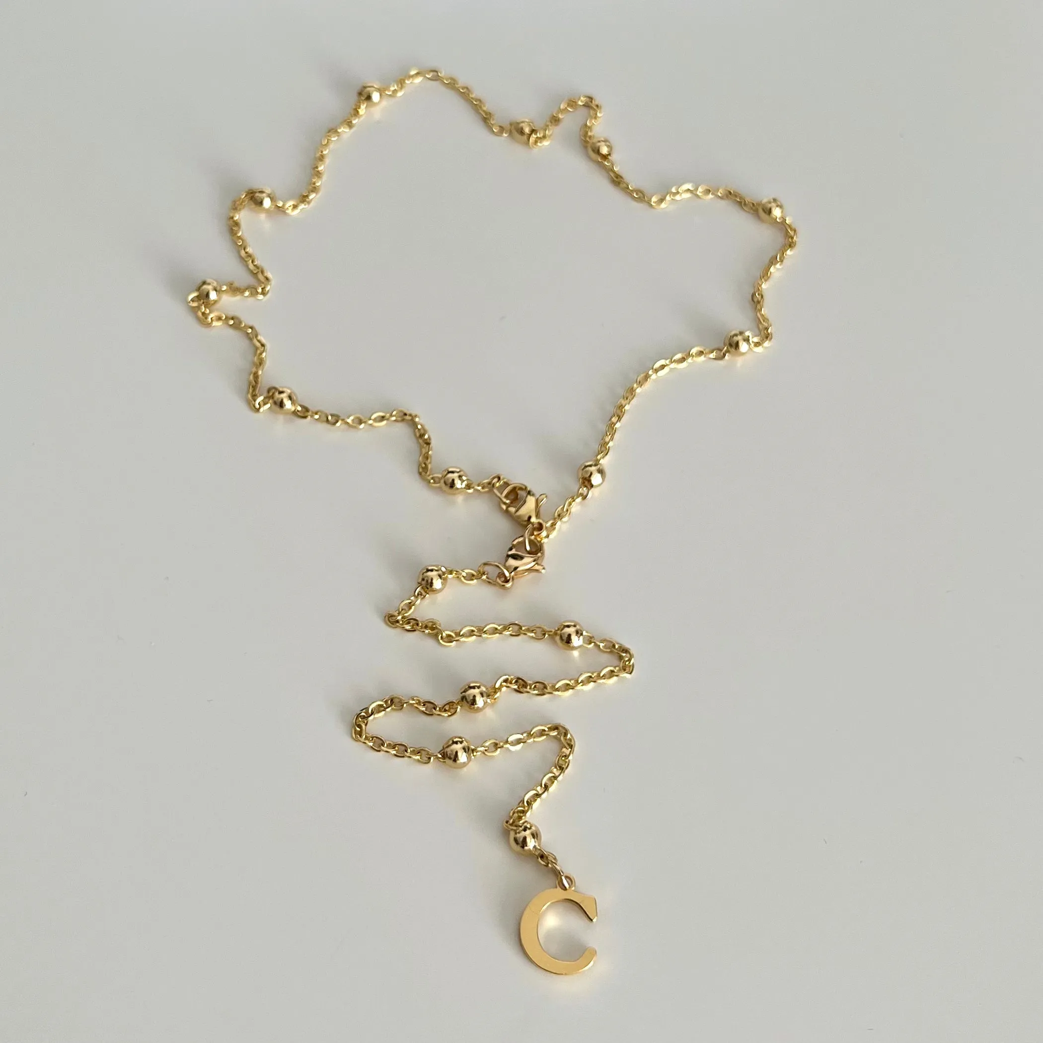 Dainty Necklace with Initial Back Chain