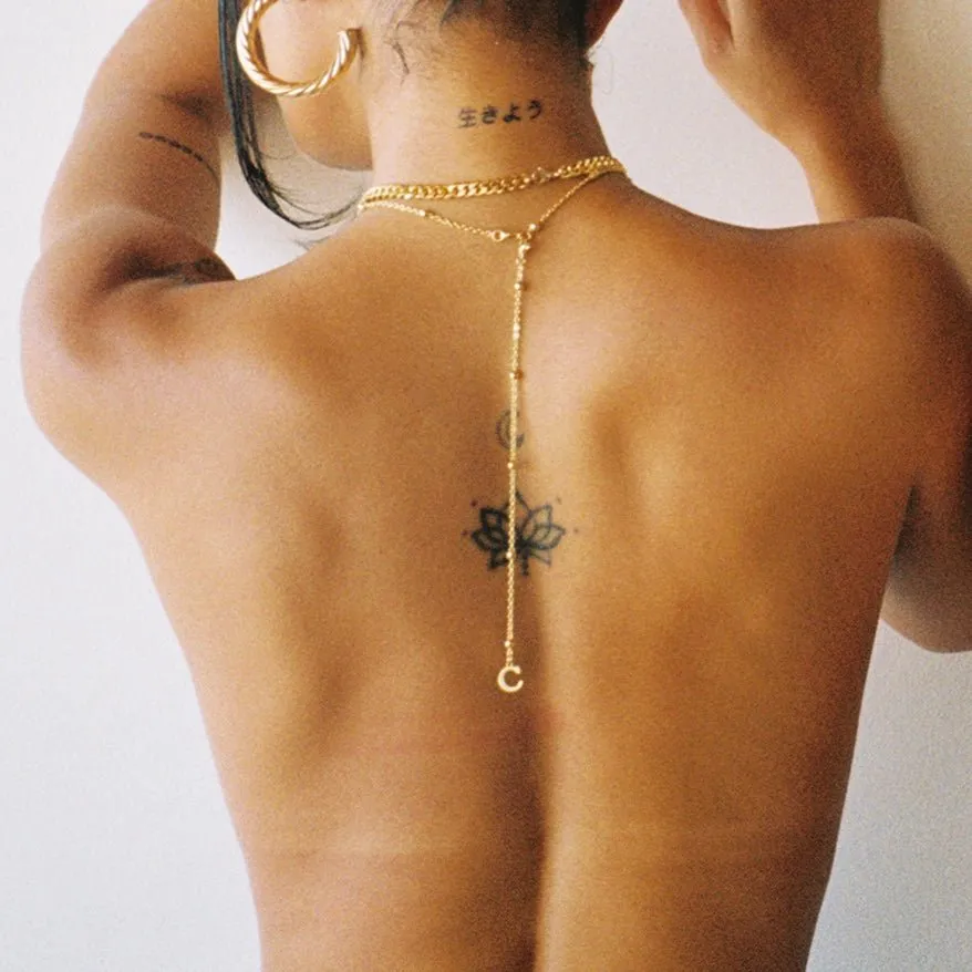 Dainty Necklace with Initial Back Chain