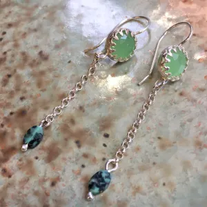 Dangle Chain Jade Earrings - Early Dawn.