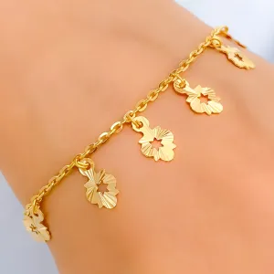 Dangling Detailed 22K Gold Charm Bracelet