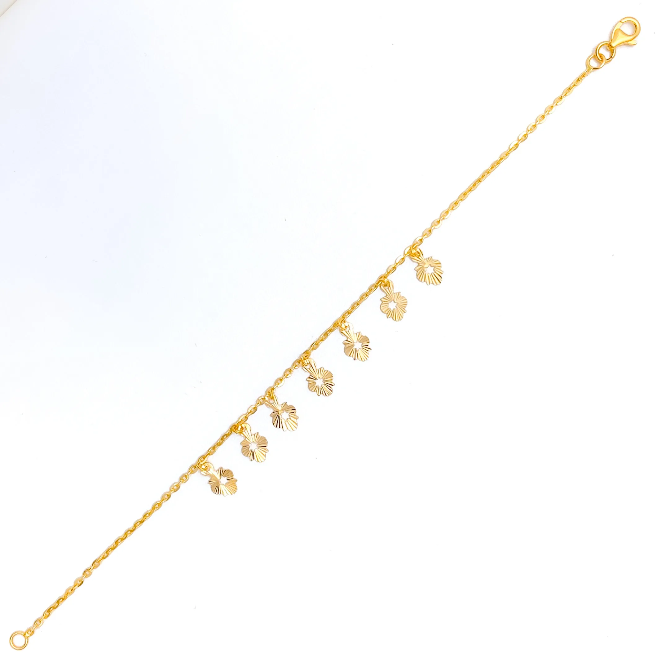 Dangling Detailed 22K Gold Charm Bracelet