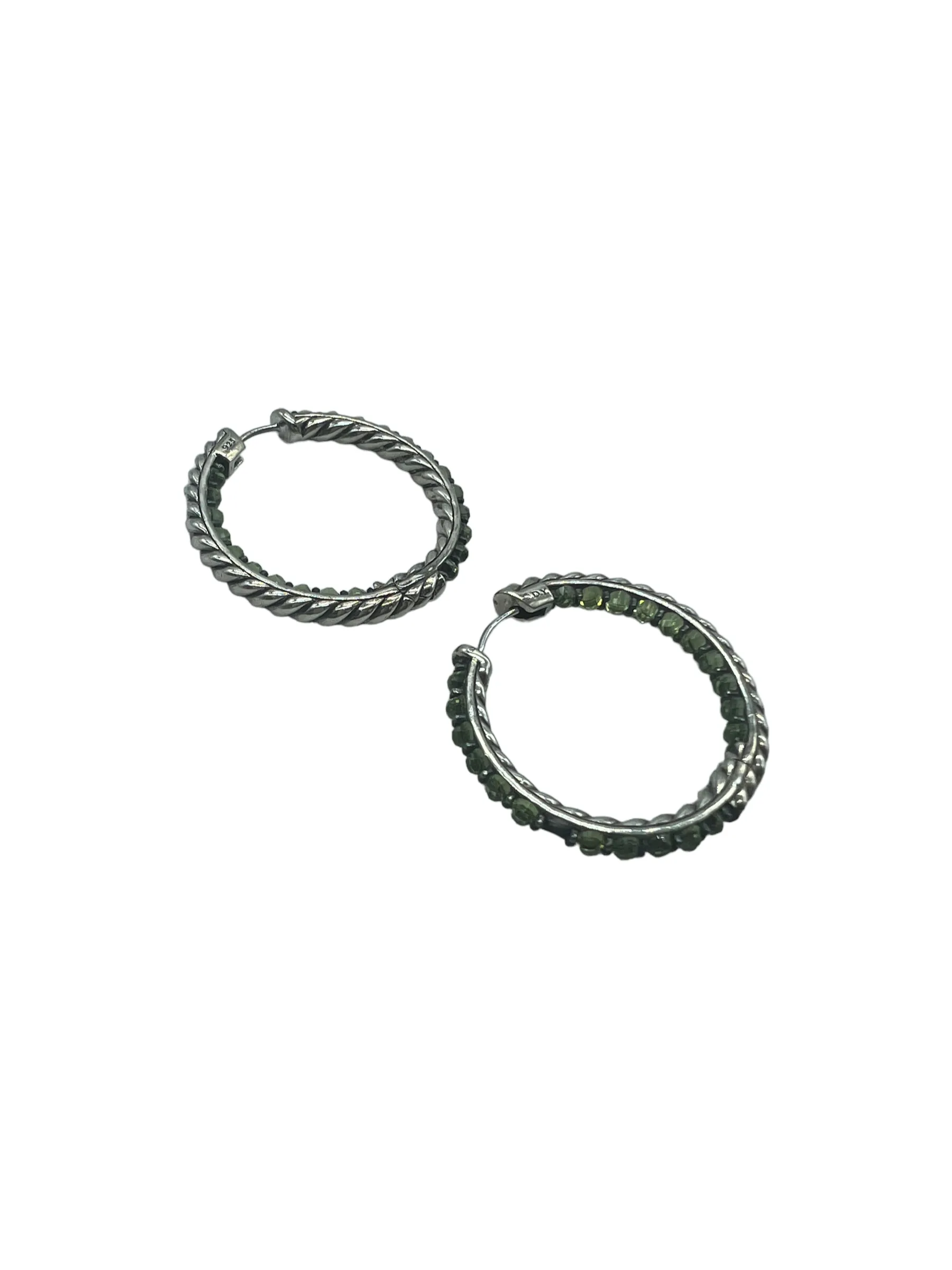 David Yurman Sterling Silver Prasiolite Berries Hoop Earrings