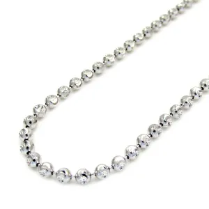 Dazzling 14K White Gold 20" 2mm Diamond Cut Moon Chain
