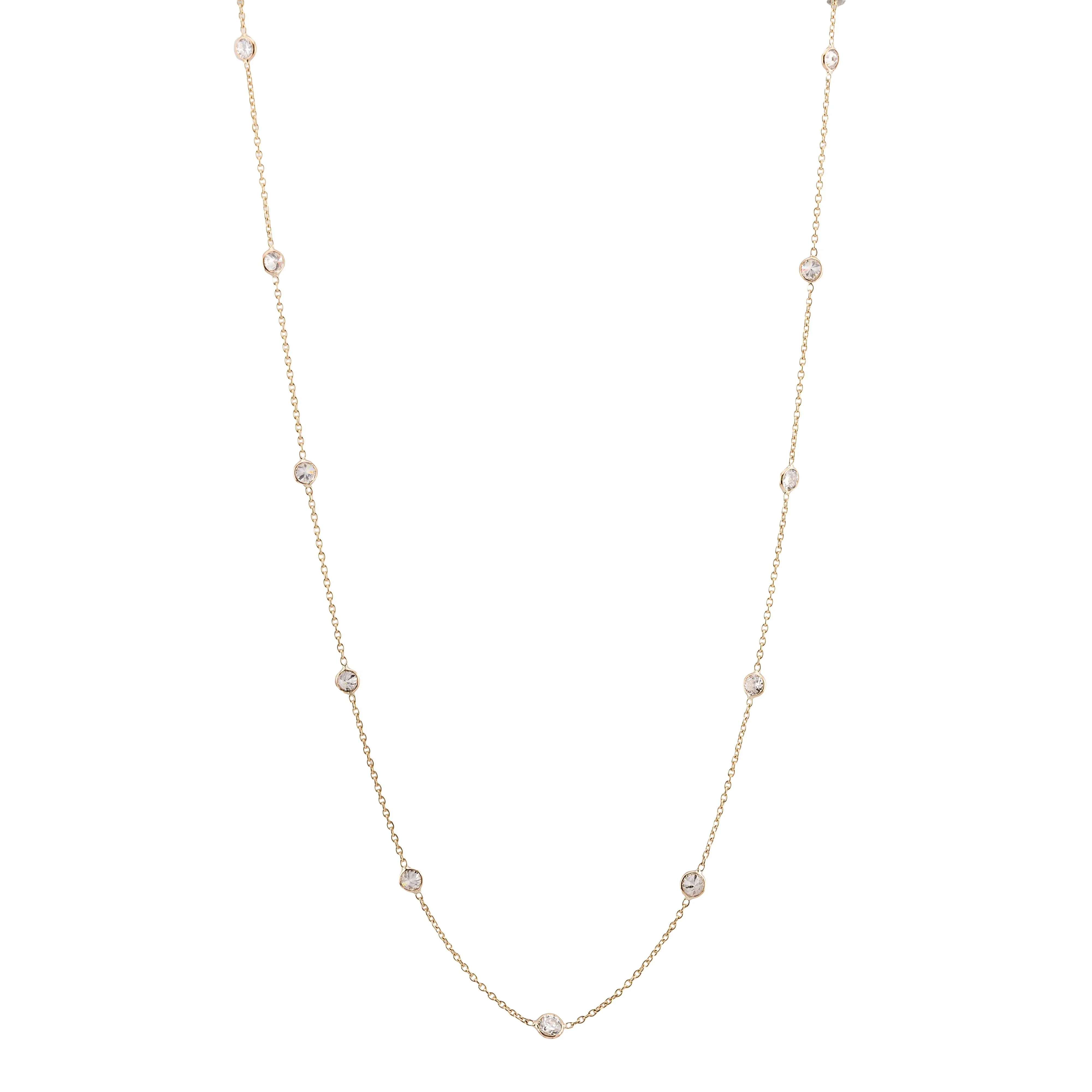 Dazzling 1.50ctw Bezel Set Diamond Station Necklace in 14K Yellow Gold
