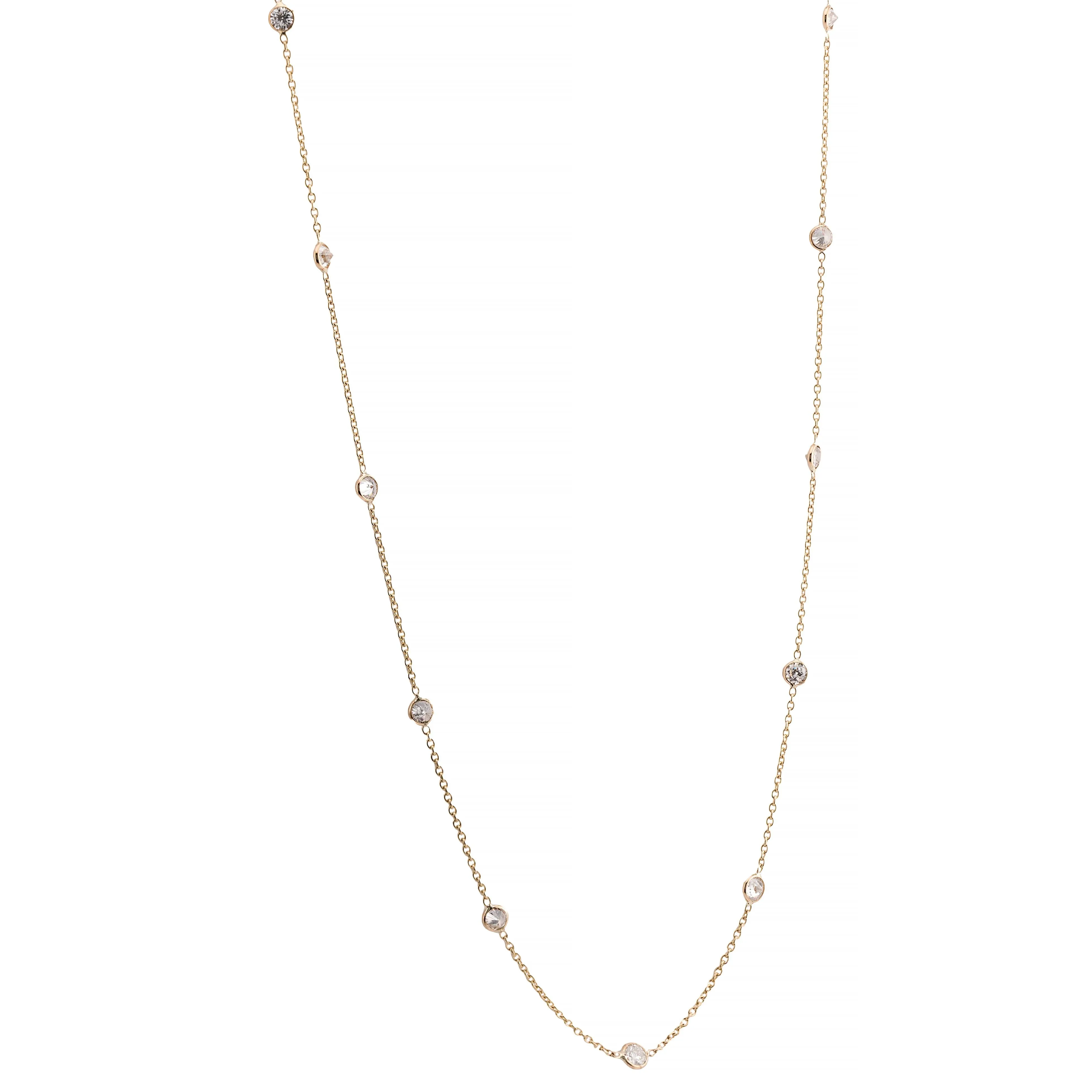 Dazzling 1.50ctw Bezel Set Diamond Station Necklace in 14K Yellow Gold