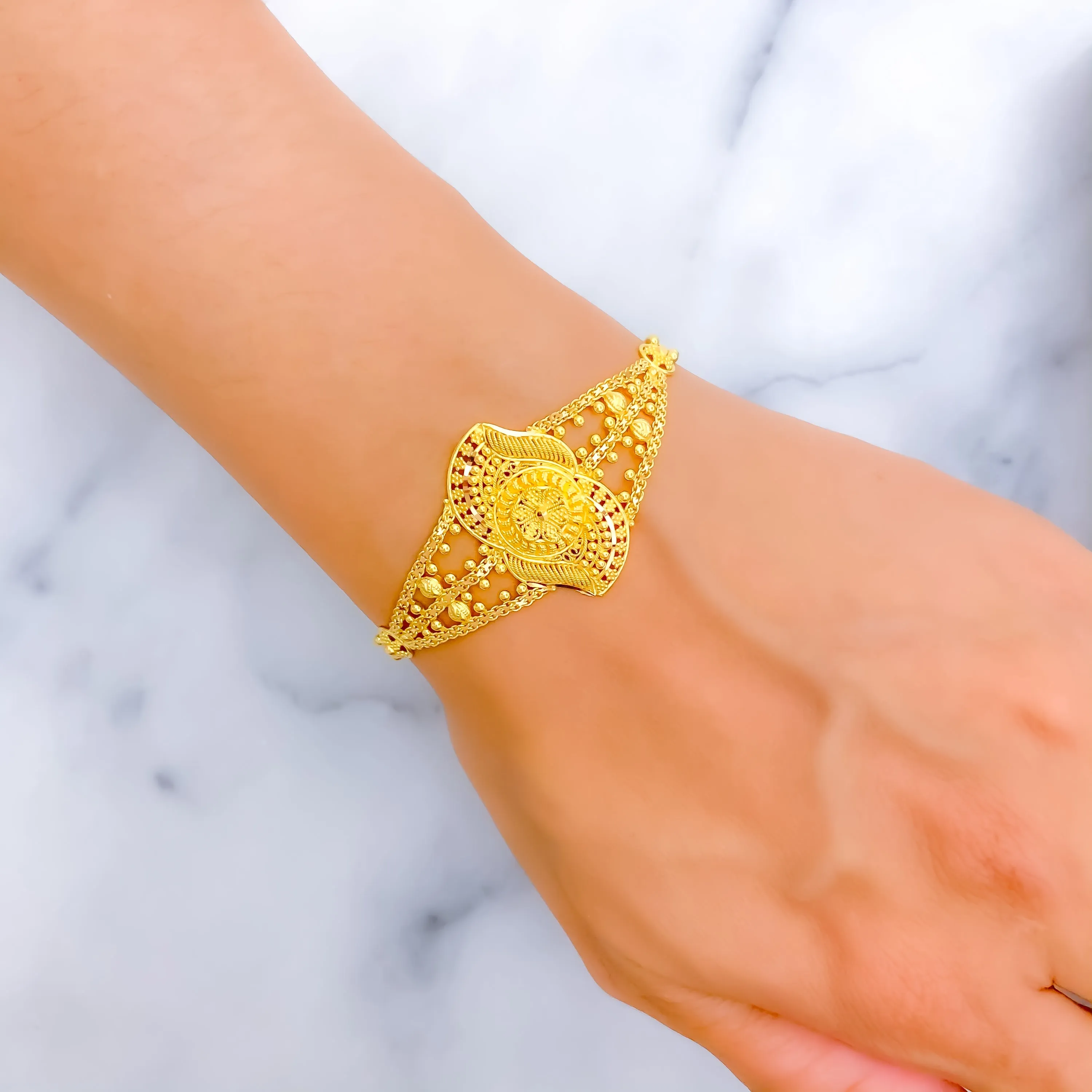 Dazzling Glowing 22k Gold Semi-Statement Bracelet