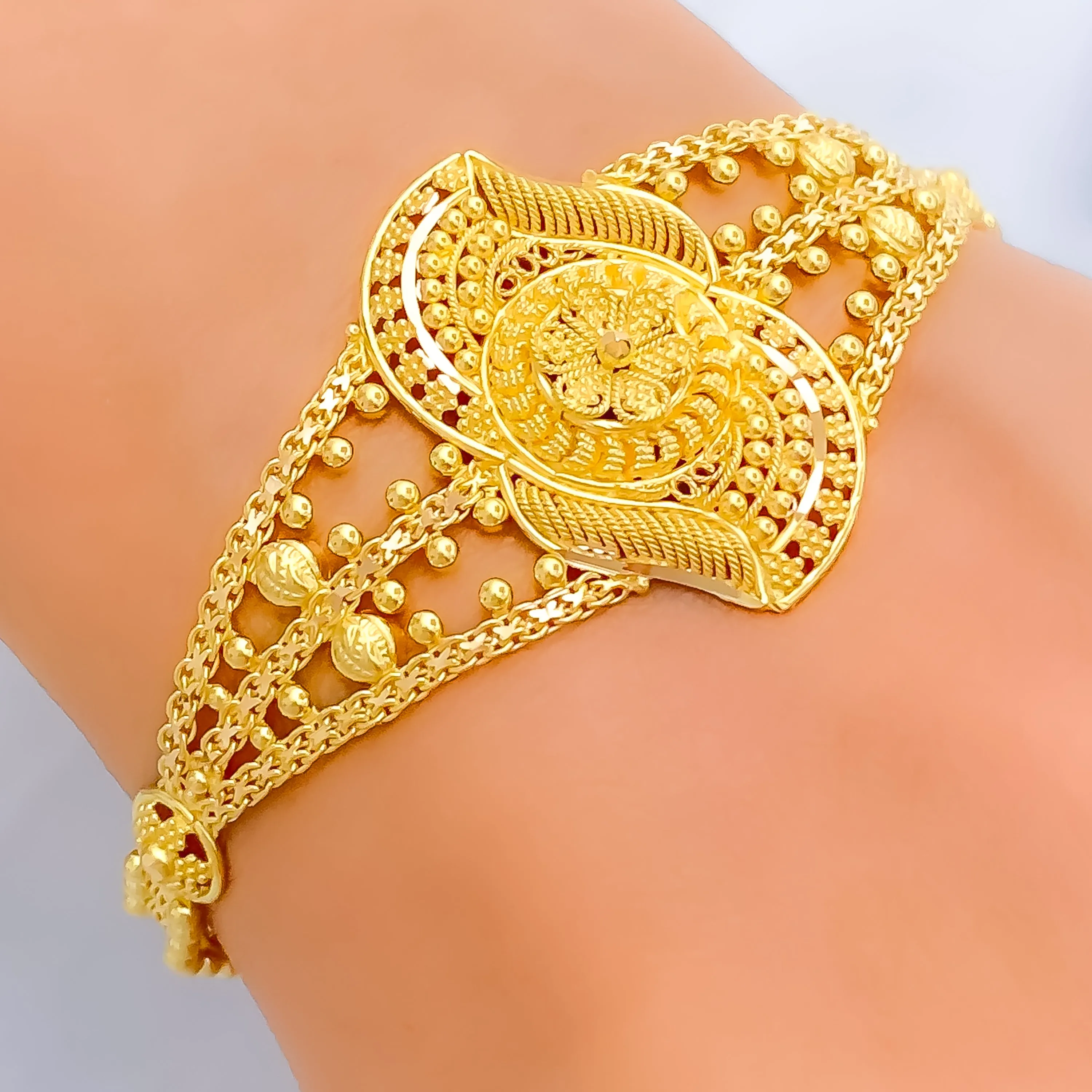 Dazzling Glowing 22k Gold Semi-Statement Bracelet