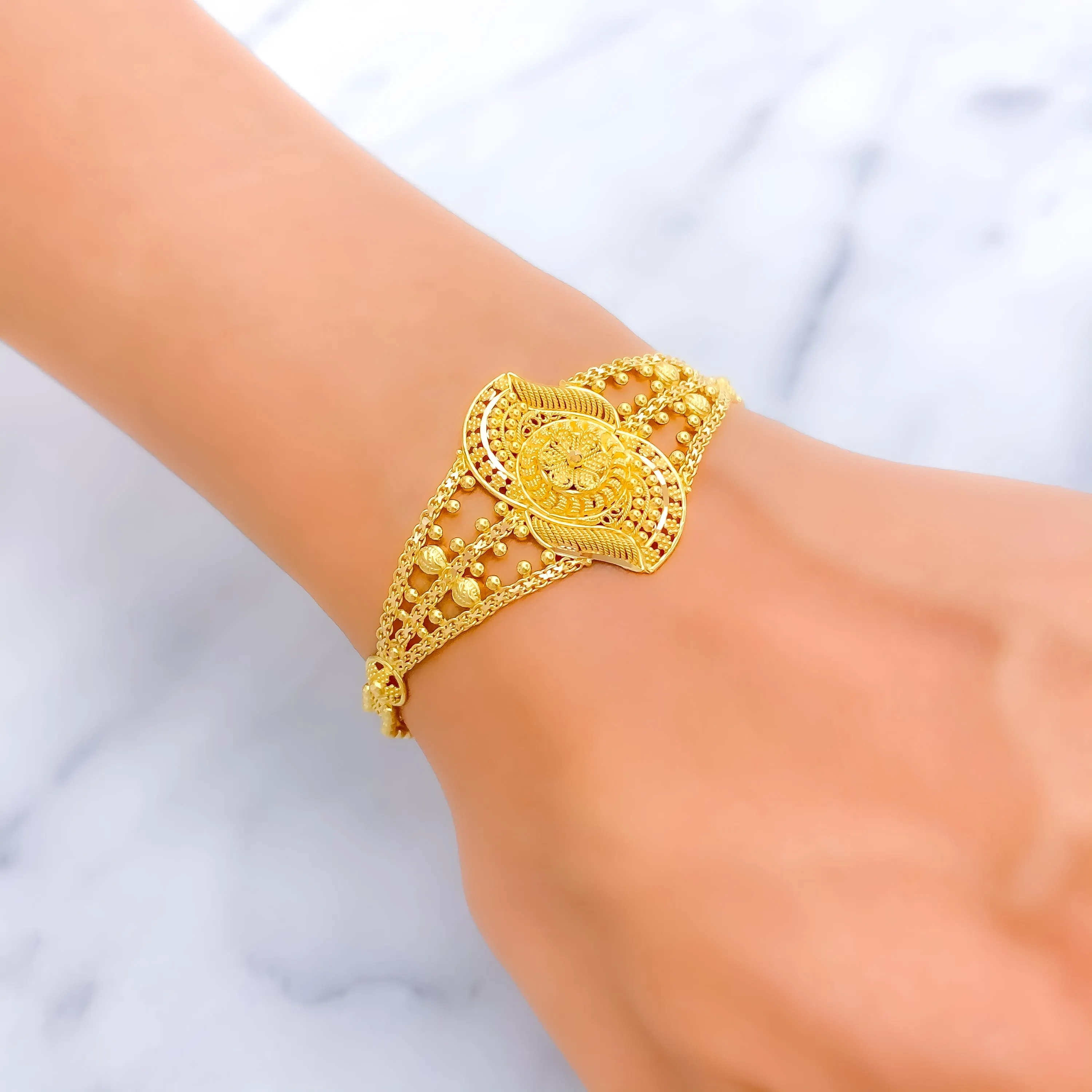 Dazzling Glowing 22k Gold Semi-Statement Bracelet