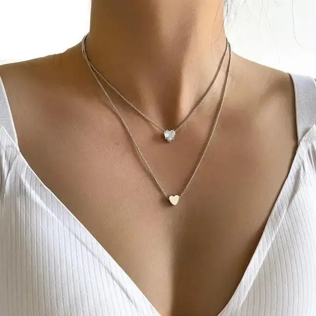 Dazzling Simple Crystal Geometric Gold Pendant Necklace Set for Women And Girls Female Vintage Jewelry
