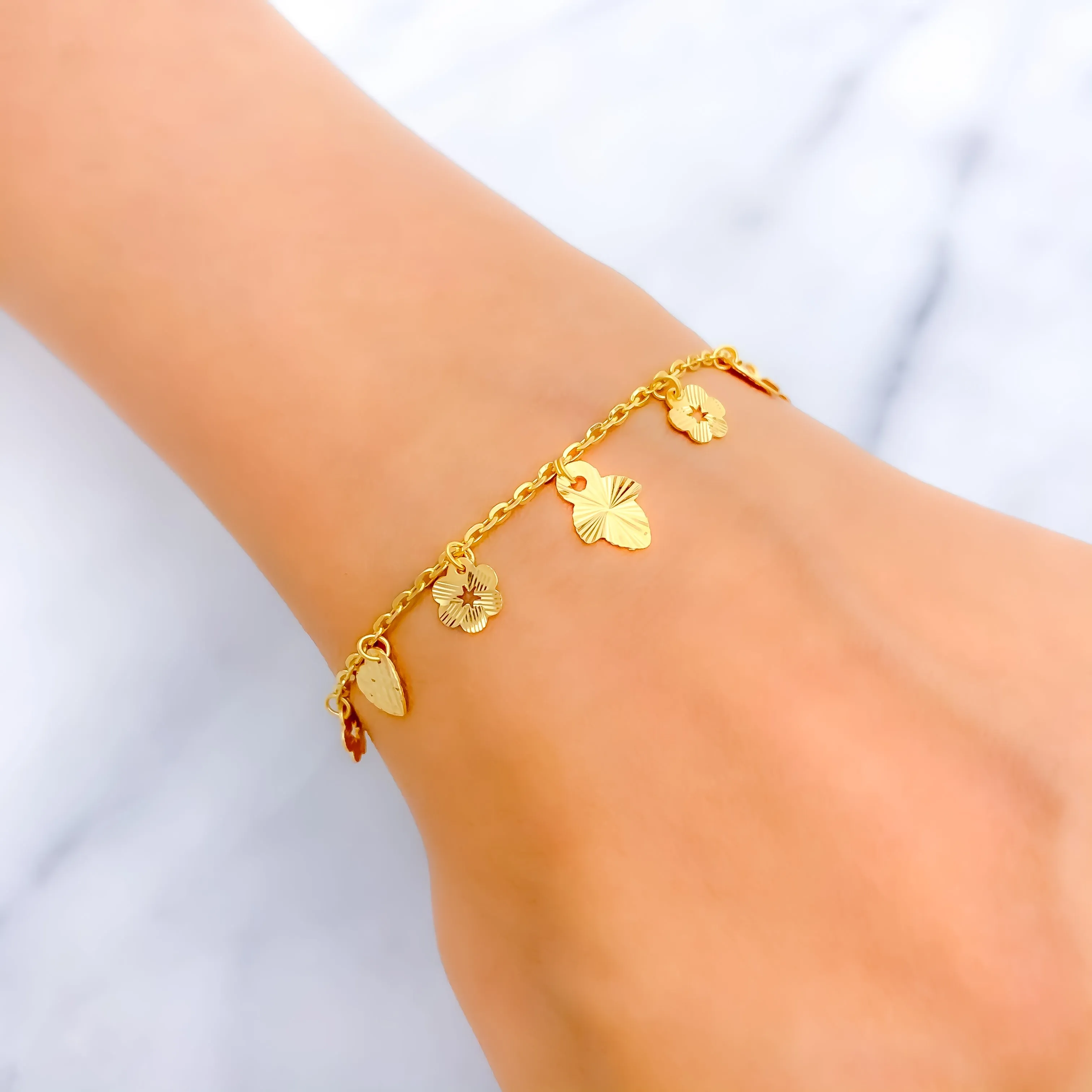 Delicate Attractive 22K Gold Charm Bracelet