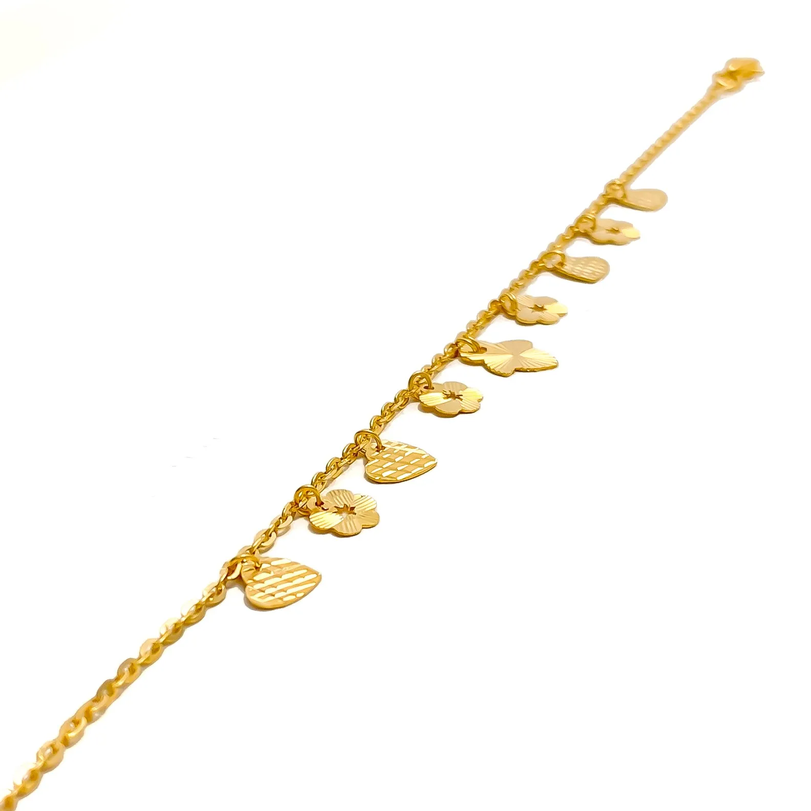 Delicate Attractive 22K Gold Charm Bracelet