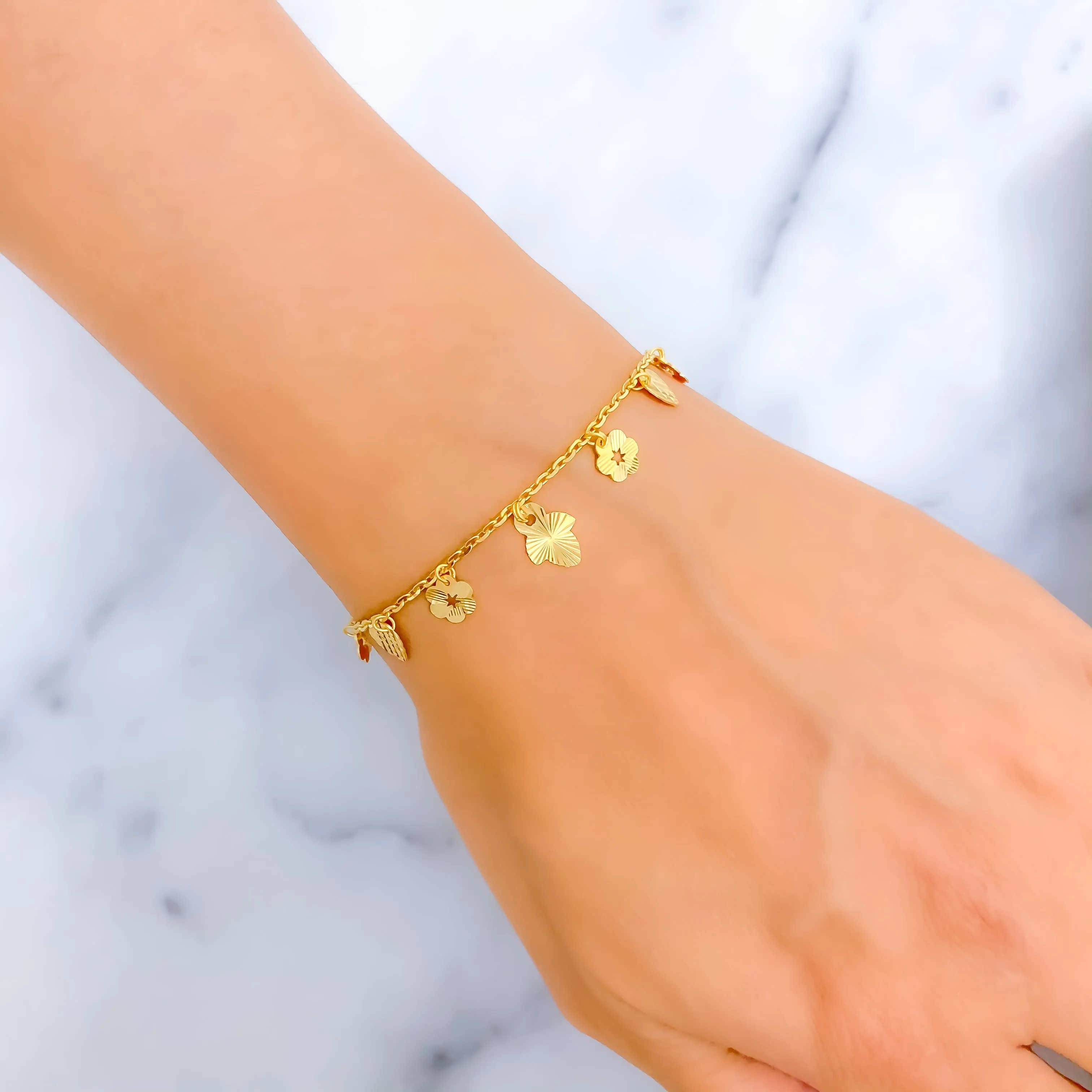 Delicate Attractive 22K Gold Charm Bracelet