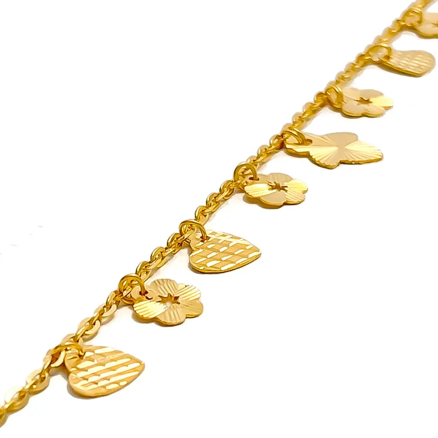 Delicate Attractive 22K Gold Charm Bracelet