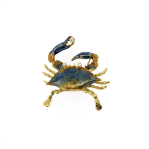 Diamond & Blue Enamel 18K Yellow Gold Crab Pendant Enhancer