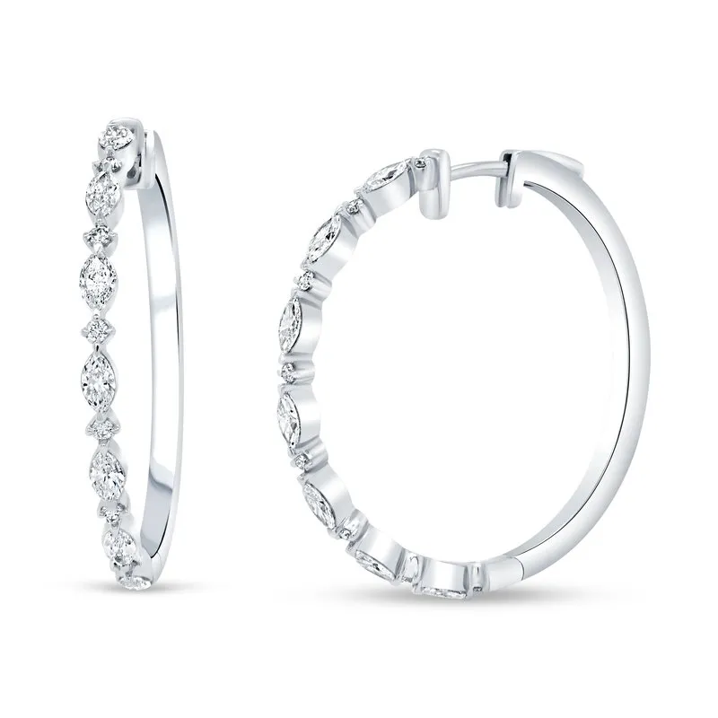 Diamond & Marquise Hoop Earrings