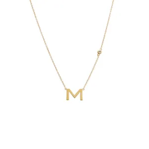 Diamond Bezel X Solid Initial Necklace 14K