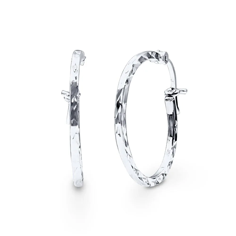 Diamond Cut Hoop Earrings in Sterling Silver